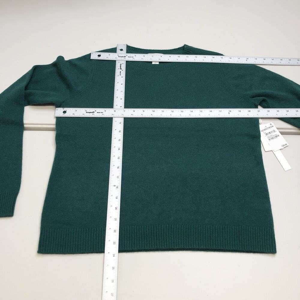 Caslon Women’s 100% Cashmere Crewneck Sweater Green Size Large - Picture 4 of 8
